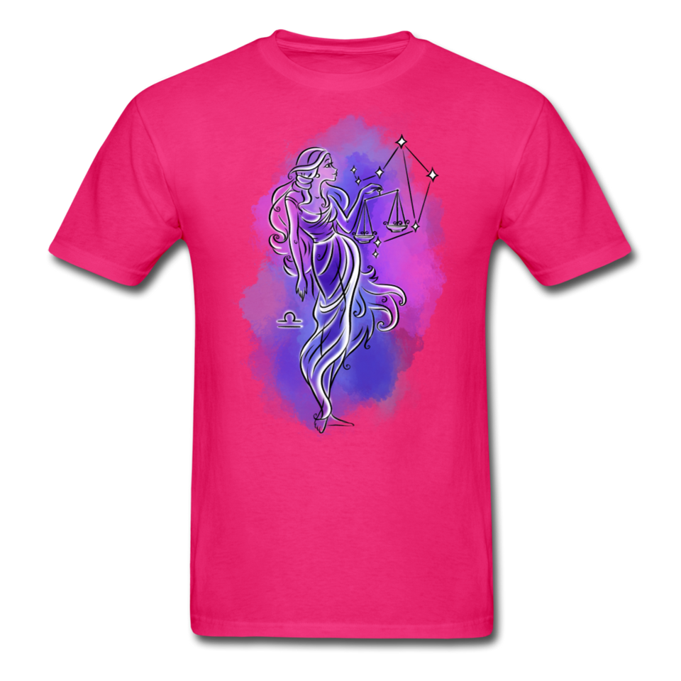 Libra Shirt September October Zodiac Sign Birthday Gift Astrology T-Shirt - fuchsia