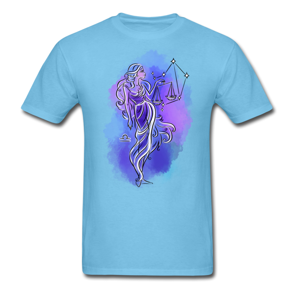 Libra Shirt September October Zodiac Sign Birthday Gift Astrology T-Shirt - aquatic blue