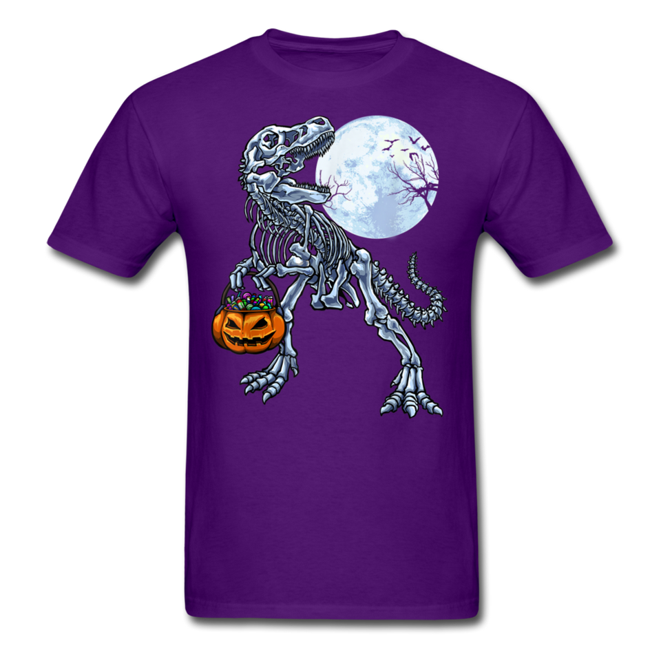 Dinosaur Skeleton Halloween shirt Moon Pumpkin T-Shirt - purple