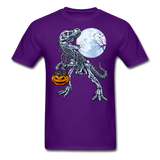Dinosaur Skeleton Halloween shirt Moon Pumpkin T-Shirt - purple