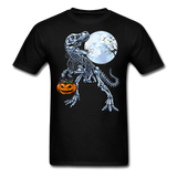 Dinosaur Skeleton Halloween shirt Moon Pumpkin T-Shirt - black