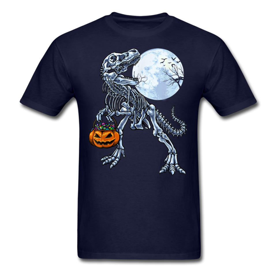 Dinosaur Skeleton Halloween shirt Moon Pumpkin T-Shirt - navy