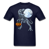 Dinosaur Skeleton Halloween shirt Moon Pumpkin T-Shirt - navy