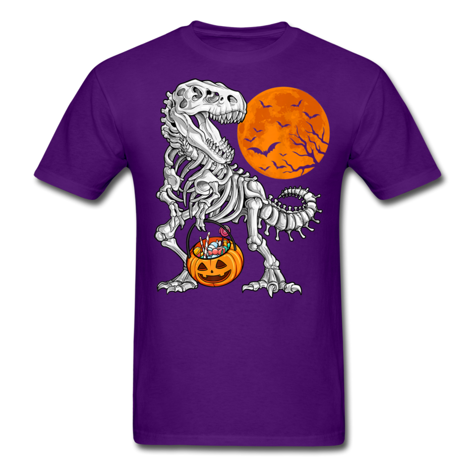 Skeleton T Rex Halloween shirt Dinosaur Pumpkin T-Shirt - purple