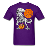 Skeleton T Rex Halloween shirt Dinosaur Pumpkin T-Shirt - purple
