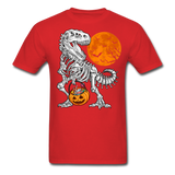 Skeleton T Rex Halloween shirt Dinosaur Pumpkin T-Shirt - red