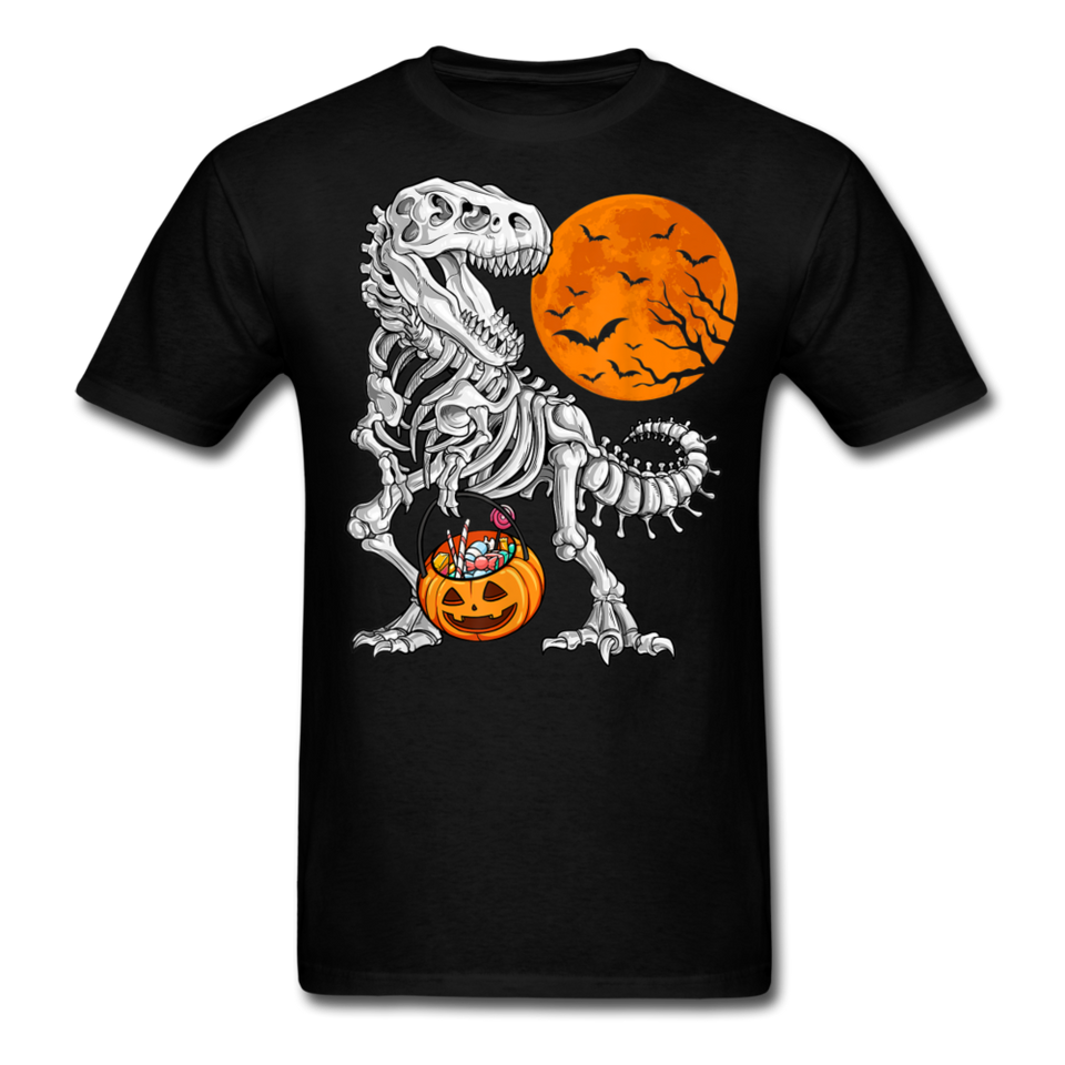 Skeleton T Rex Halloween shirt Dinosaur Pumpkin T-Shirt - black