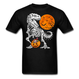 Skeleton T Rex Halloween shirt Dinosaur Pumpkin T-Shirt - black