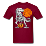 Skeleton T Rex Halloween shirt Dinosaur Pumpkin T-Shirt - burgundy