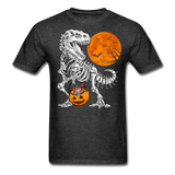 Skeleton T Rex Halloween shirt Dinosaur Pumpkin T-Shirt - heather black