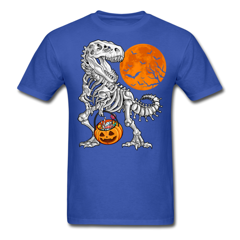Skeleton T Rex Halloween shirt Dinosaur Pumpkin T-Shirt - royal blue