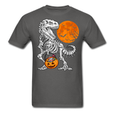 Skeleton T Rex Halloween shirt Dinosaur Pumpkin T-Shirt - charcoal