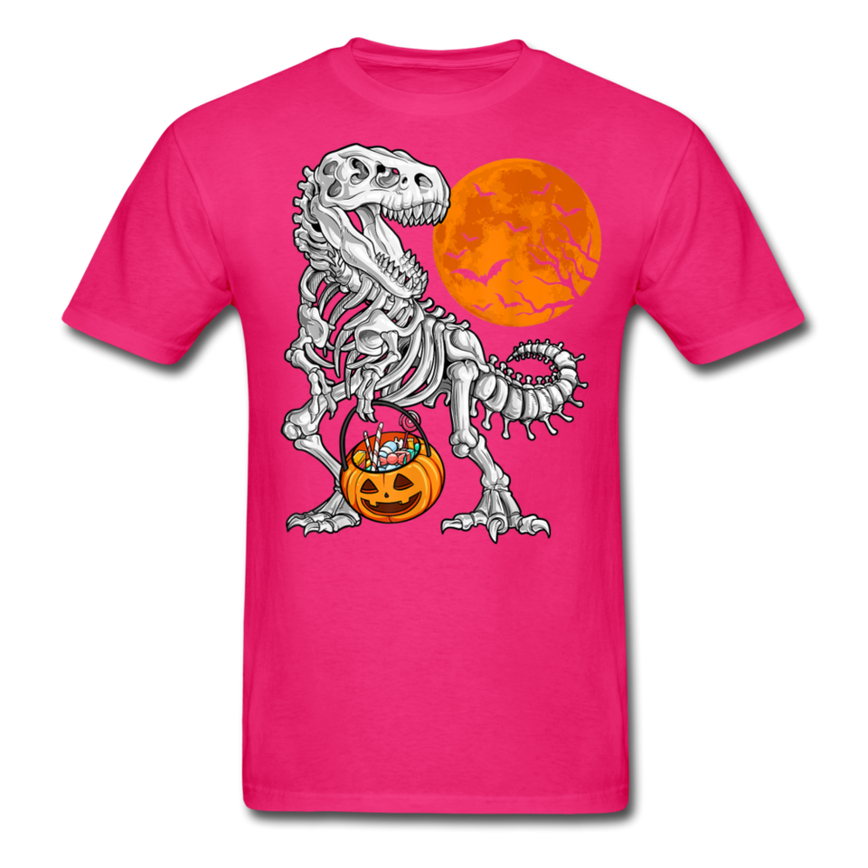 Skeleton T Rex Halloween shirt Dinosaur Pumpkin T-Shirt - fuchsia