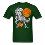 Skeleton T Rex Halloween shirt Dinosaur Pumpkin T-Shirt - forest green