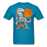 Skeleton T Rex Halloween shirt Dinosaur Pumpkin T-Shirt - turquoise