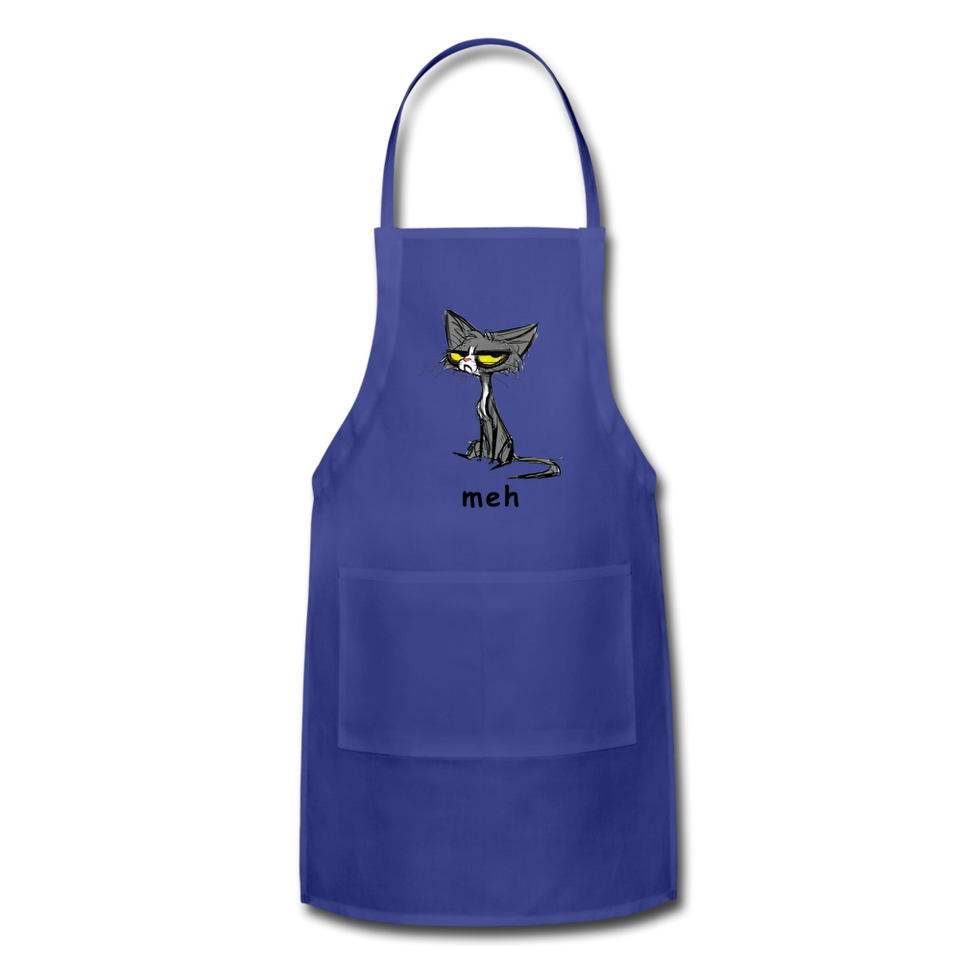 Meh Cat Cute Apron Cat Lovers Gift Adjustable Apron - royal blue