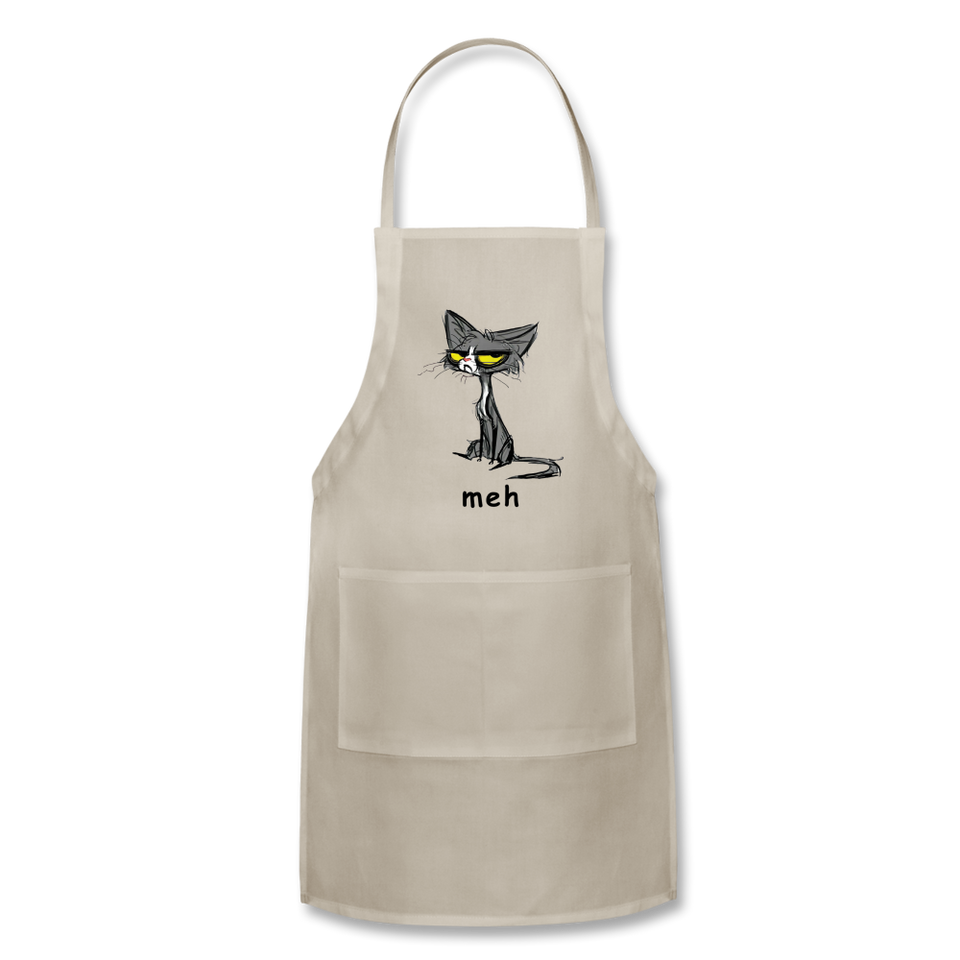 Meh Cat Cute Apron Cat Lovers Gift Adjustable Apron - natural
