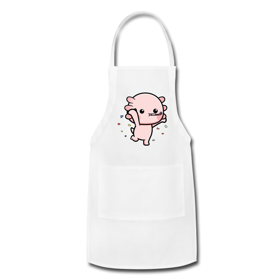 Cute Axolotl Apron Axolotl Lovers Gift Adjustable Apron - white