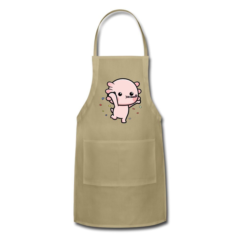 Cute Axolotl Apron Axolotl Lovers Gift Adjustable Apron - khaki