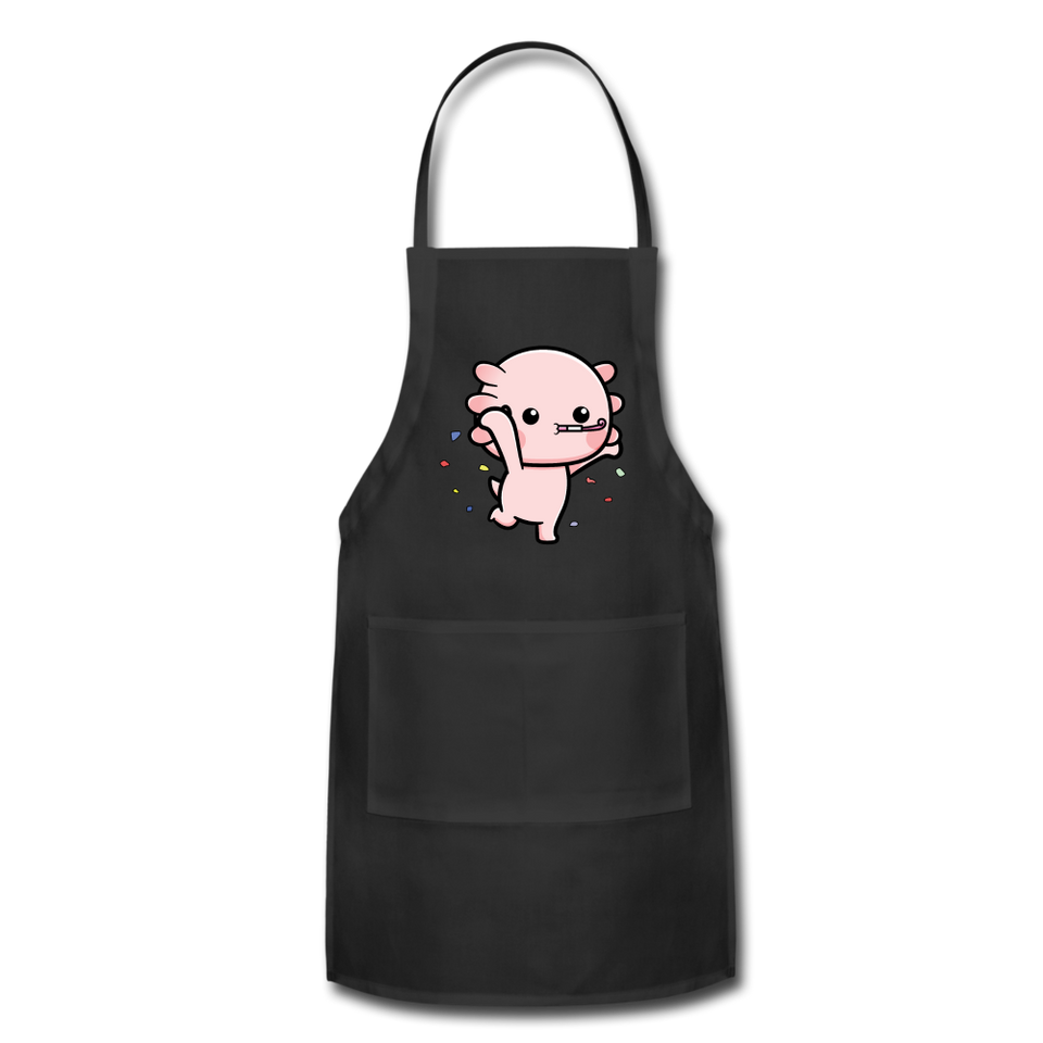 Cute Axolotl Apron Axolotl Lovers Gift Adjustable Apron - black