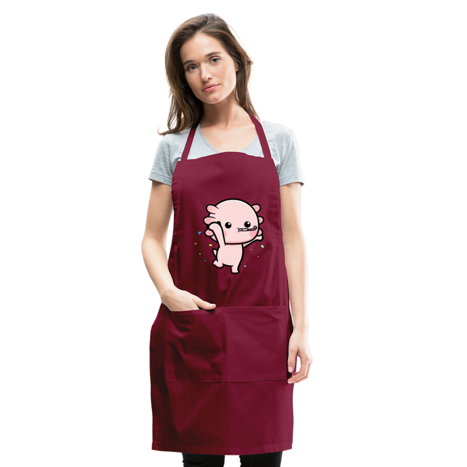Cute Axolotl Apron Axolotl Lovers Gift Adjustable Apron - burgundy