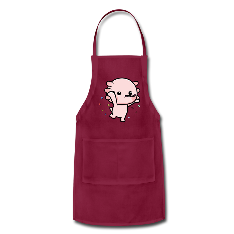 Cute Axolotl Apron Axolotl Lovers Gift Adjustable Apron - burgundy