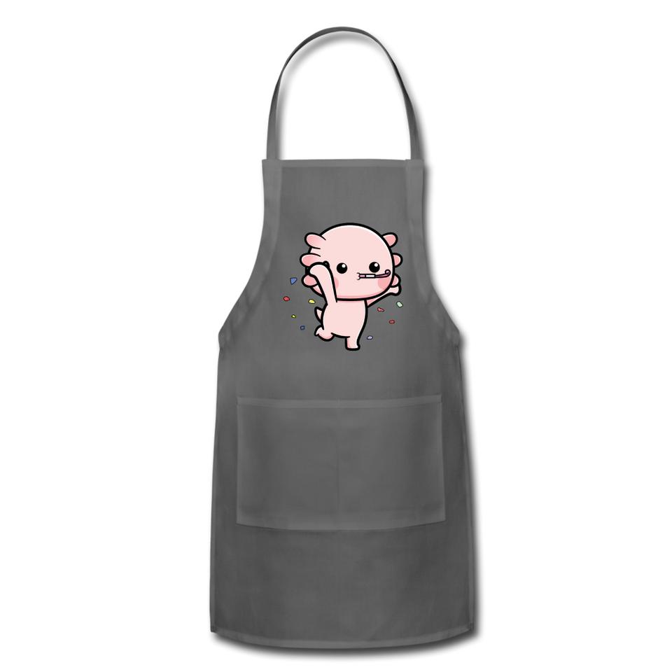 Cute Axolotl Apron Axolotl Lovers Gift Adjustable Apron - charcoal