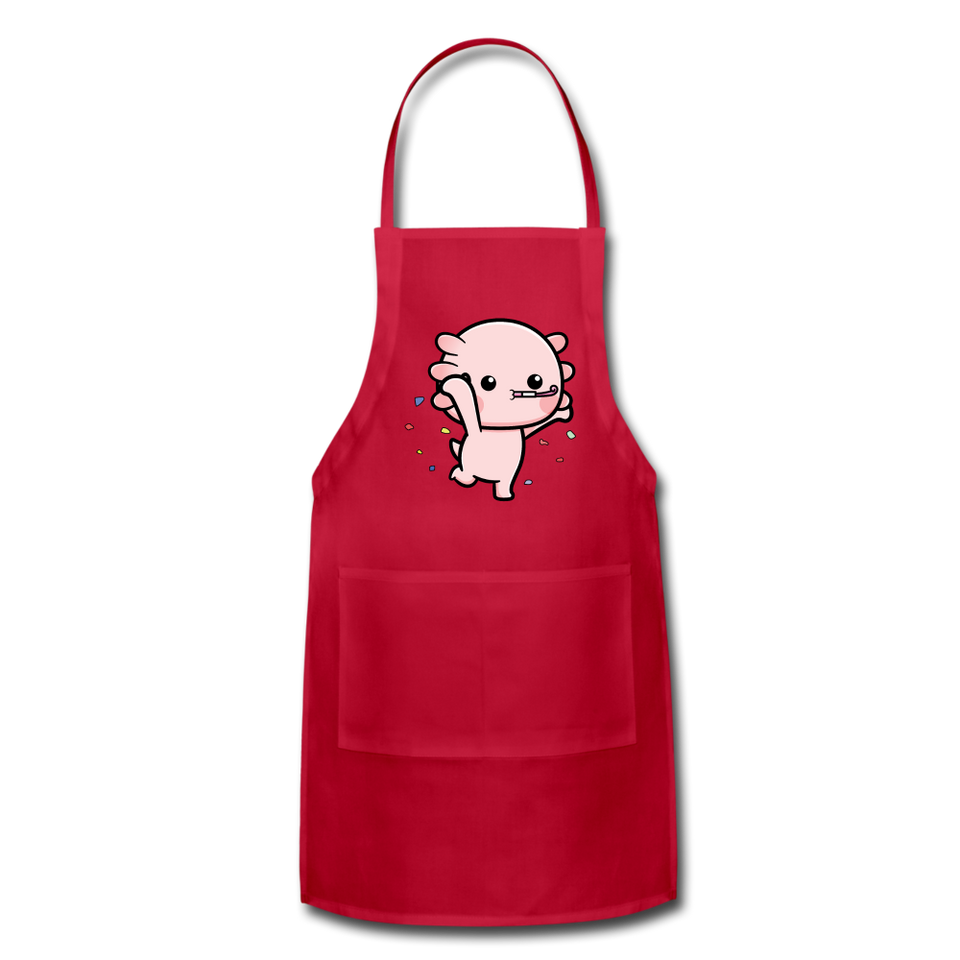 Cute Axolotl Apron Axolotl Lovers Gift Adjustable Apron - red