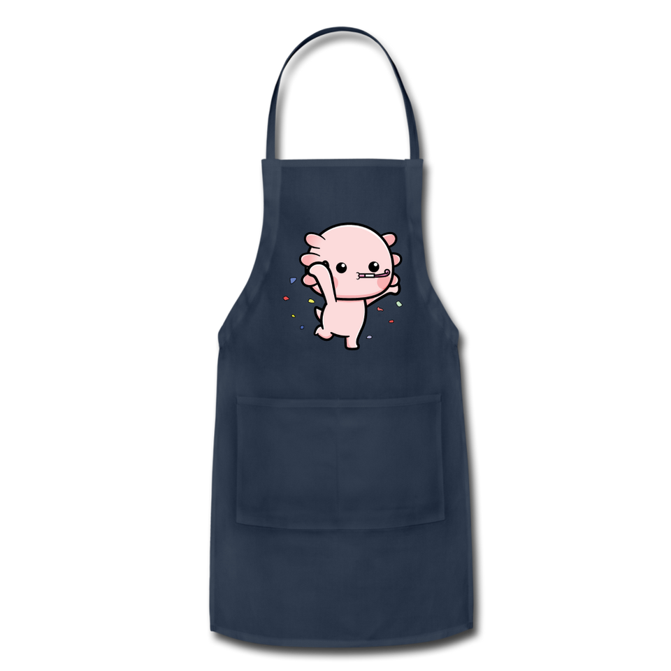 Cute Axolotl Apron Axolotl Lovers Gift Adjustable Apron - navy