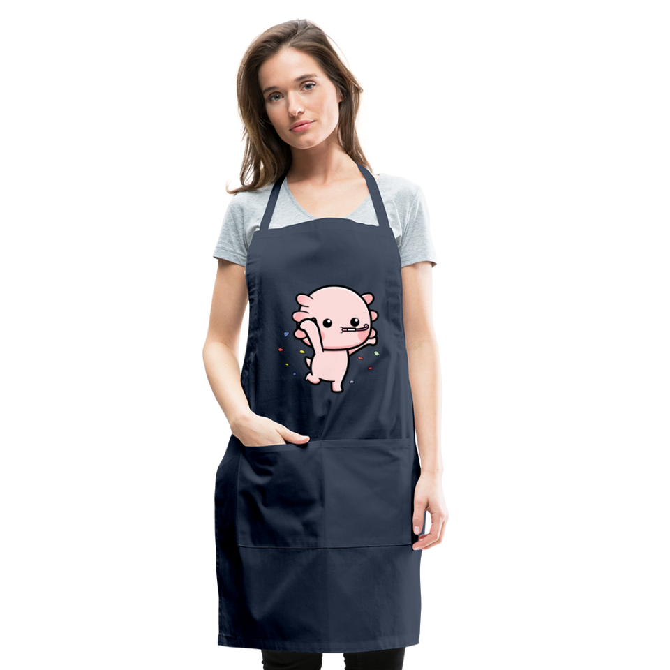 Cute Axolotl Apron Axolotl Lovers Gift Adjustable Apron - navy