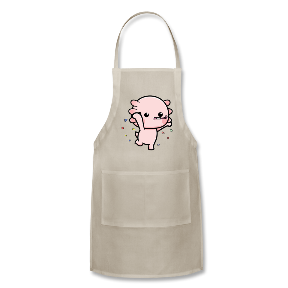 Cute Axolotl Apron Axolotl Lovers Gift Adjustable Apron - natural