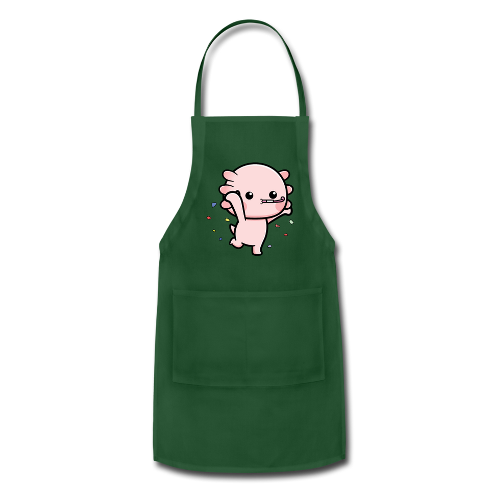 Cute Axolotl Apron Axolotl Lovers Gift Adjustable Apron - forest green