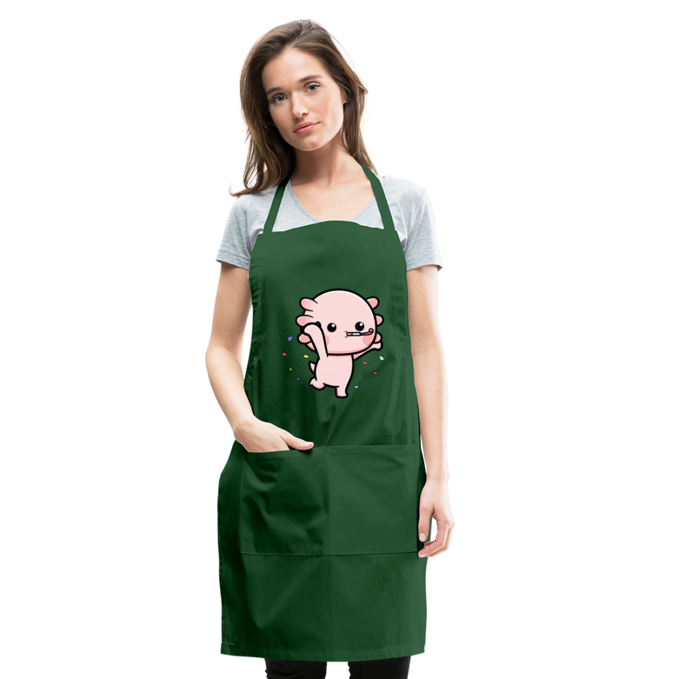 Cute Axolotl Apron Axolotl Lovers Gift Adjustable Apron - forest green