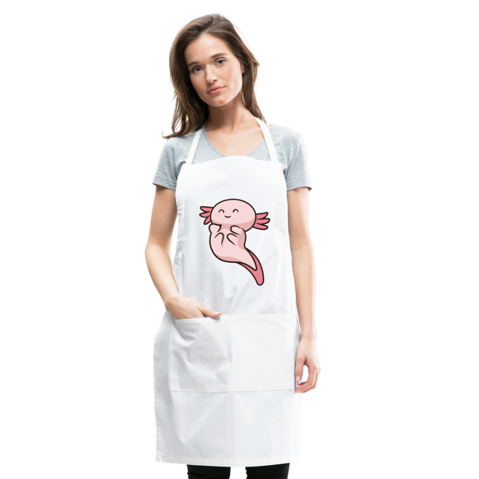 Cute Axolotl Apron Axolotl Lovers Gift Adjustable Apron - white