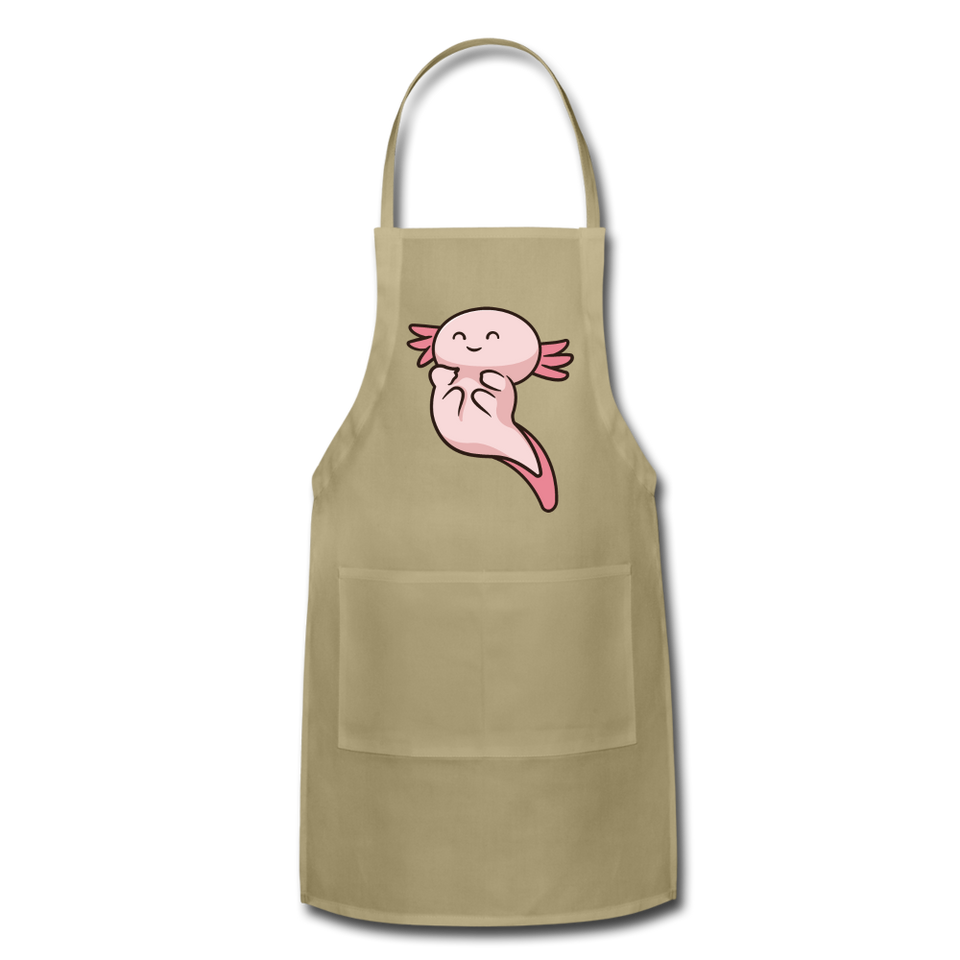 Cute Axolotl Apron Axolotl Lovers Gift Adjustable Apron - khaki