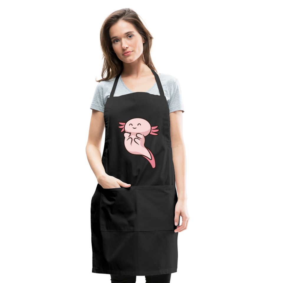 Cute Axolotl Apron Axolotl Lovers Gift Adjustable Apron - black