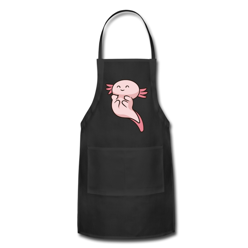 Cute Axolotl Apron Axolotl Lovers Gift Adjustable Apron - black