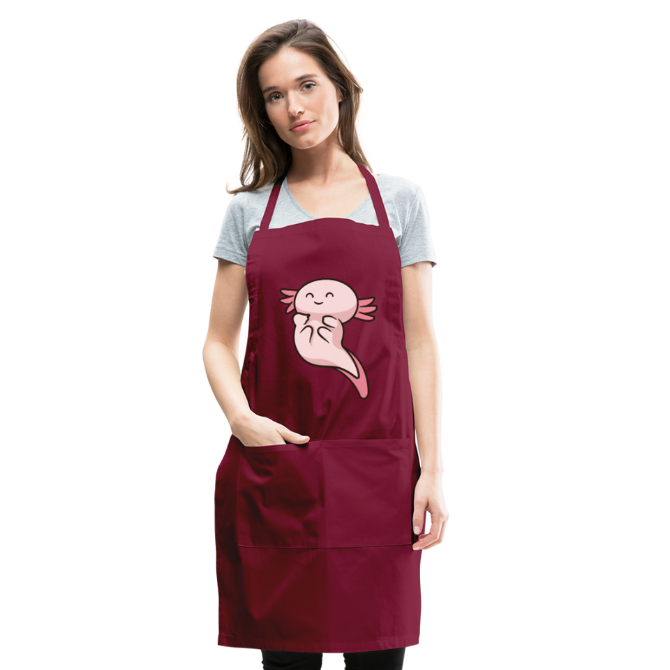 Cute Axolotl Apron Axolotl Lovers Gift Adjustable Apron - burgundy