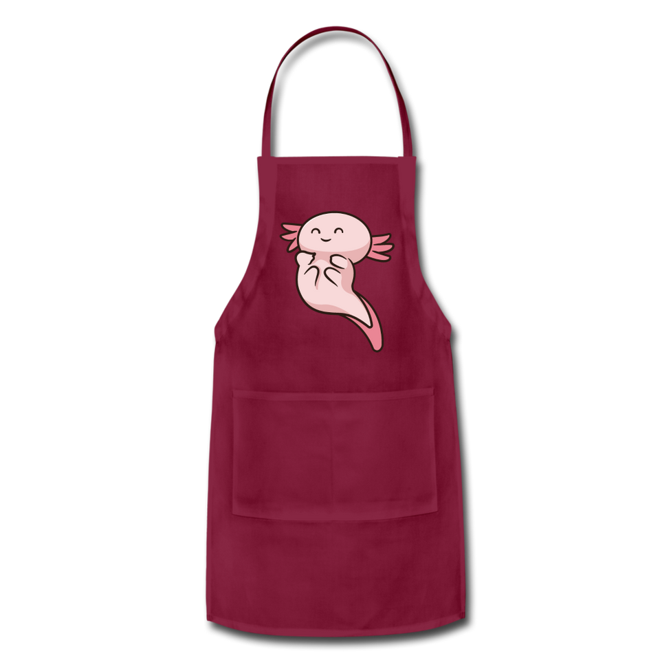 Cute Axolotl Apron Axolotl Lovers Gift Adjustable Apron - burgundy