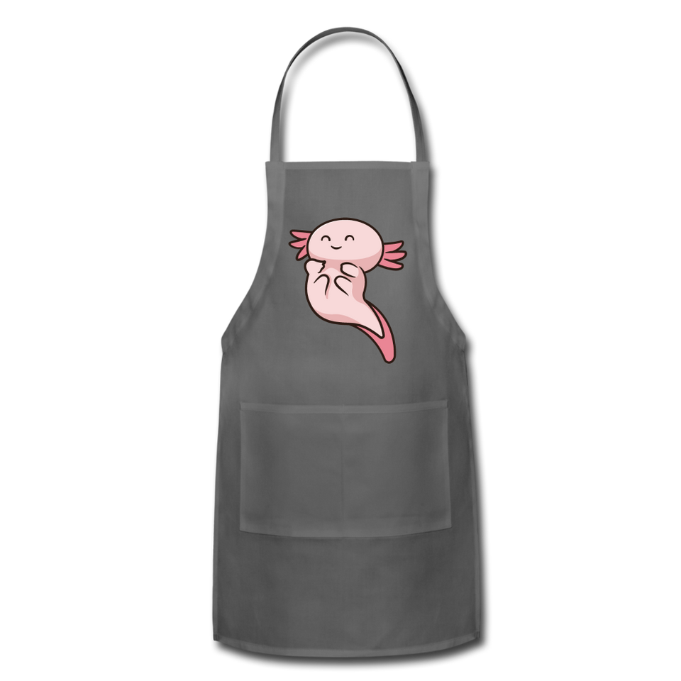 Cute Axolotl Apron Axolotl Lovers Gift Adjustable Apron - charcoal