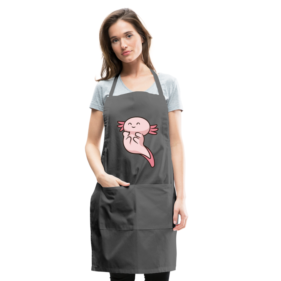 Cute Axolotl Apron Axolotl Lovers Gift Adjustable Apron - charcoal