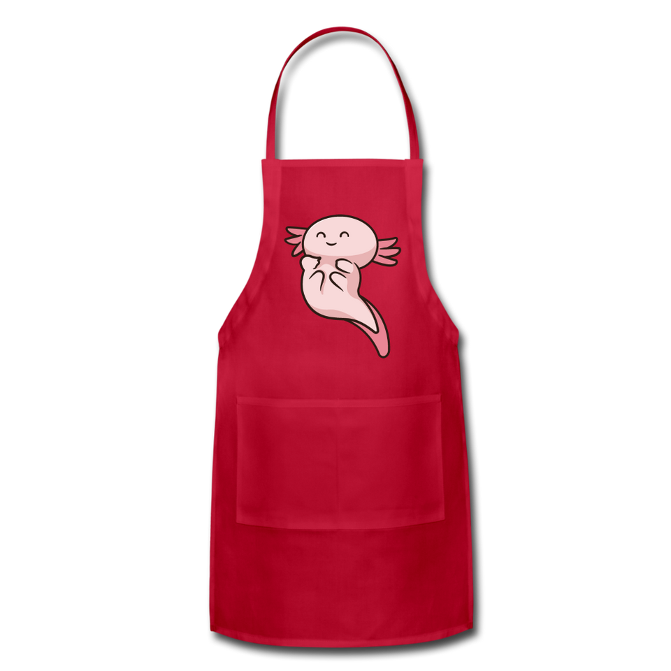 Cute Axolotl Apron Axolotl Lovers Gift Adjustable Apron - red