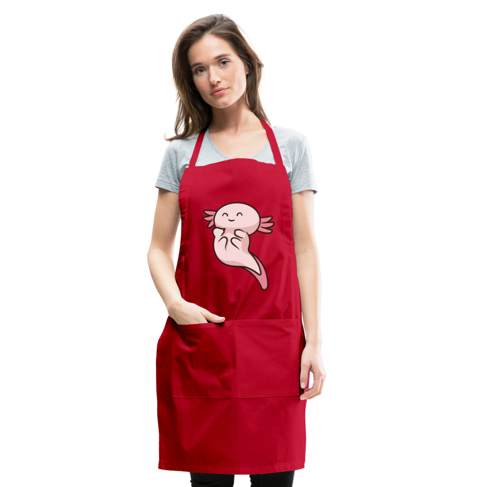 Cute Axolotl Apron Axolotl Lovers Gift Adjustable Apron - red