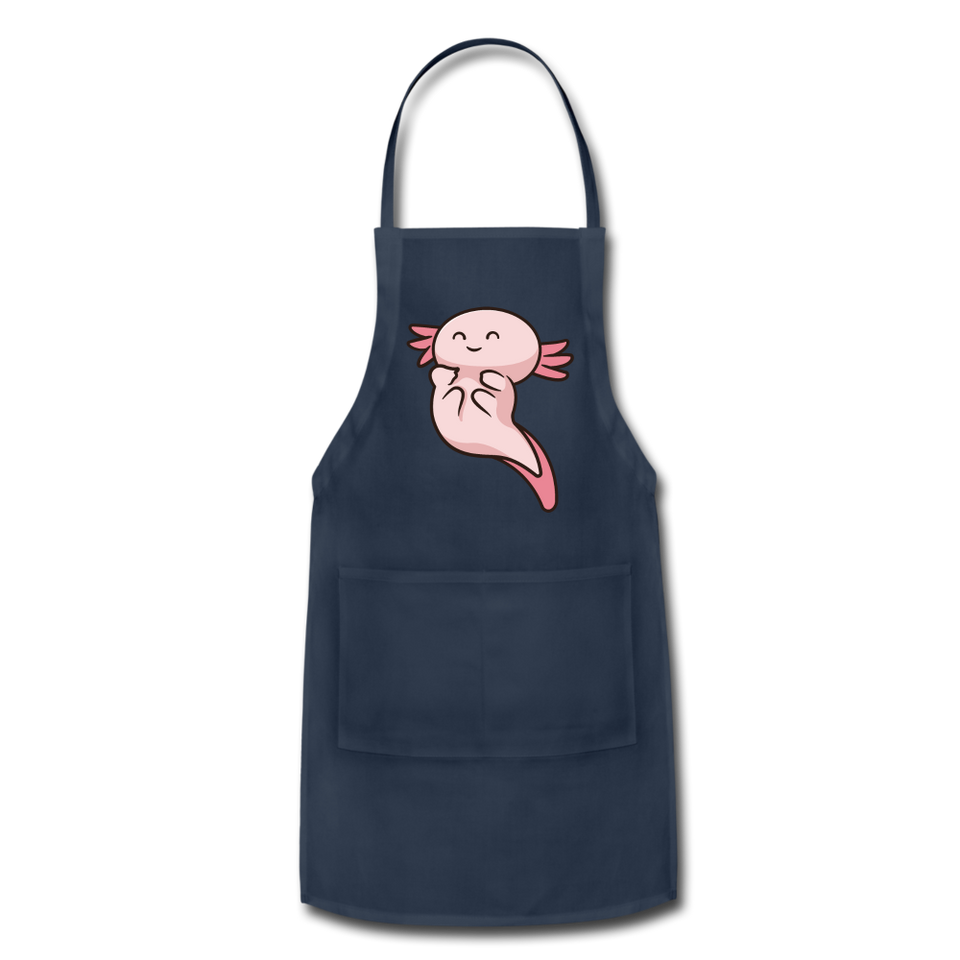 Cute Axolotl Apron Axolotl Lovers Gift Adjustable Apron - navy