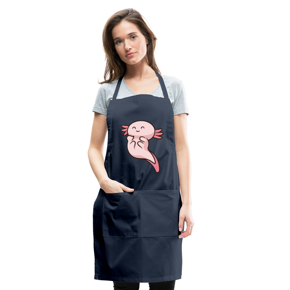 Cute Axolotl Apron Axolotl Lovers Gift Adjustable Apron - navy