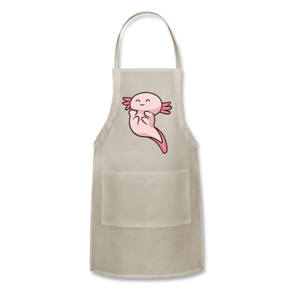 Cute Axolotl Apron Axolotl Lovers Gift Adjustable Apron - natural