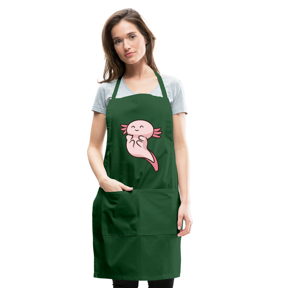 Cute Axolotl Apron Axolotl Lovers Gift Adjustable Apron - forest green