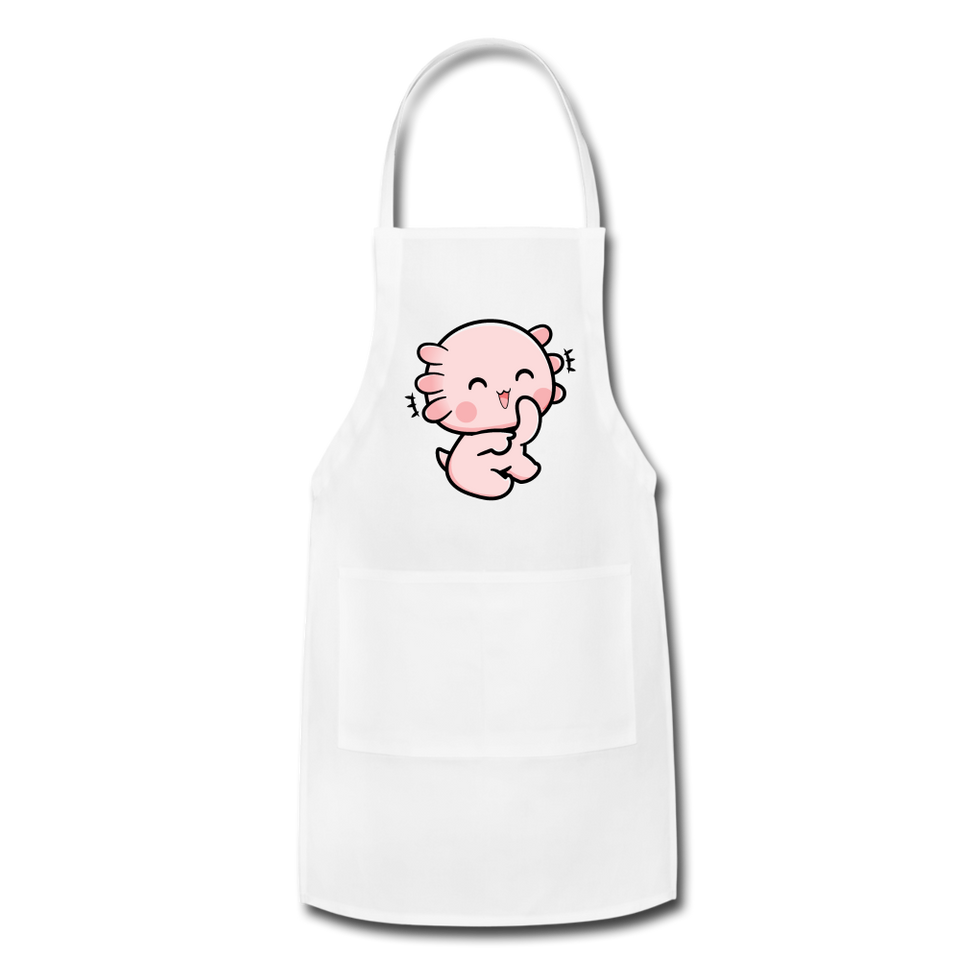 Cute Axolotl Apron Axolotl Lovers Gift Adjustable Apron - white