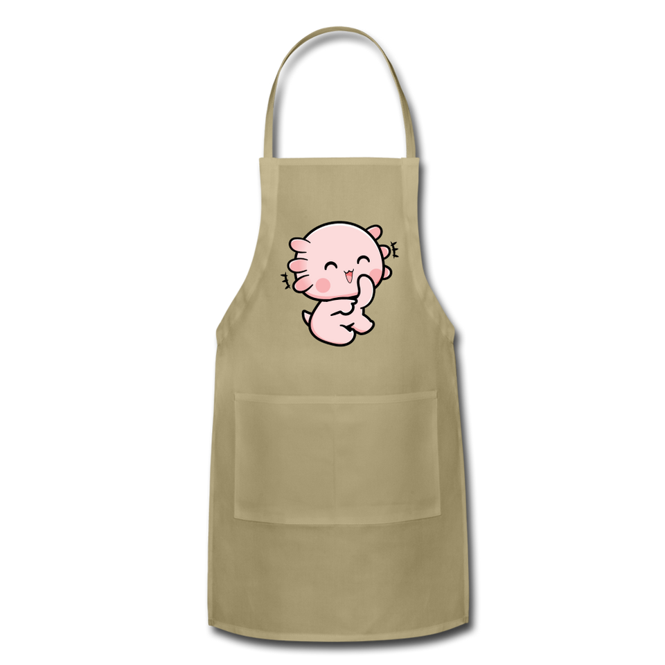 Cute Axolotl Apron Axolotl Lovers Gift Adjustable Apron - khaki