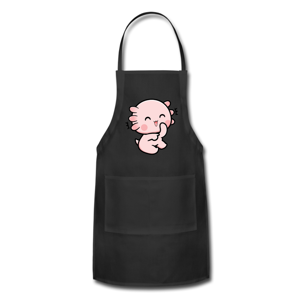 Cute Axolotl Apron Axolotl Lovers Gift Adjustable Apron - black